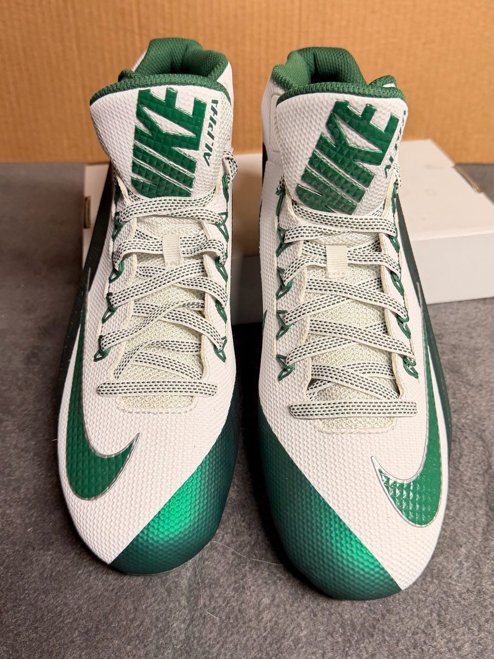 Nike Alpha Pro 2 Mid 3/4 Detachable Football Cleats Green White Sz 13 - Picture 3 of 6